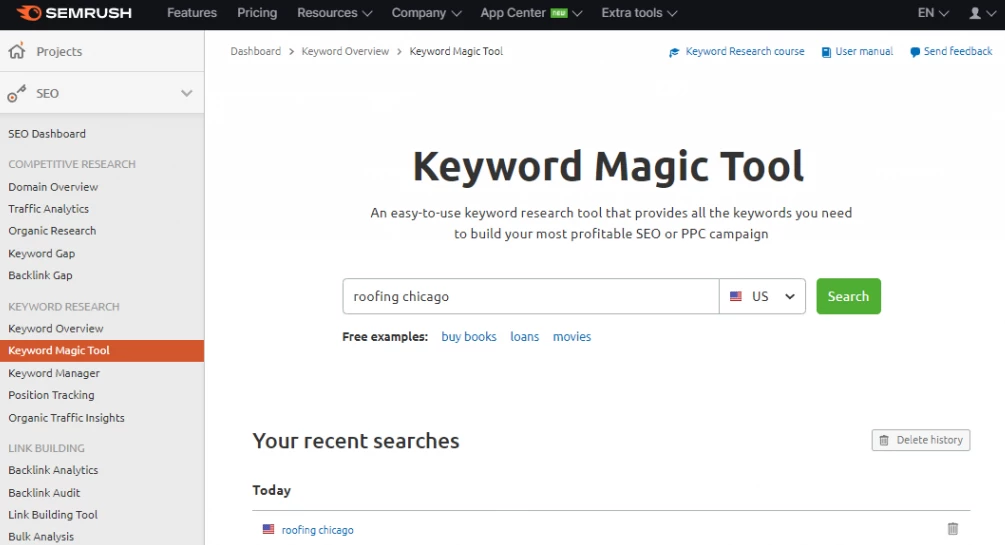 semrush keyword magic tool